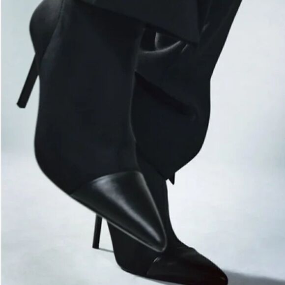 NWT Zara Pointed Fabric Heeled Ankle Boots - Picture 6 of 11